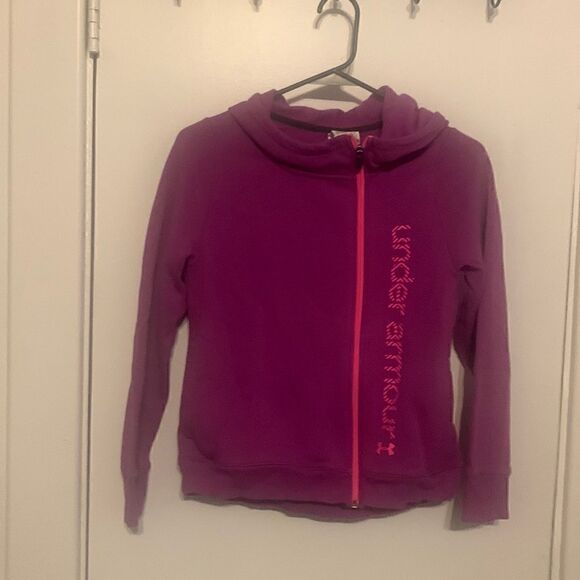 Under Armour EUC purple/pink zip up hoodie. Size Youth large - Picture 1 of 3